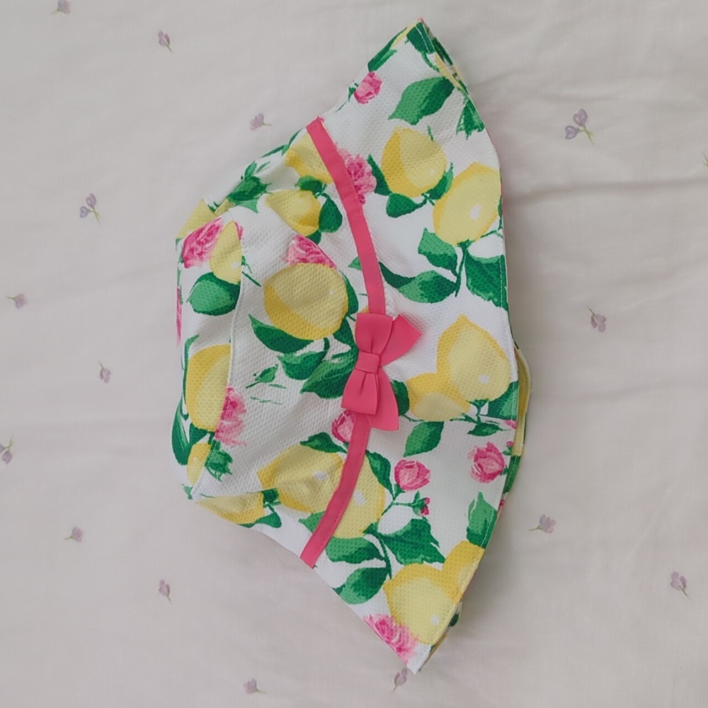 Janie and Jack girls lemon and flower summer bucket hat with bow